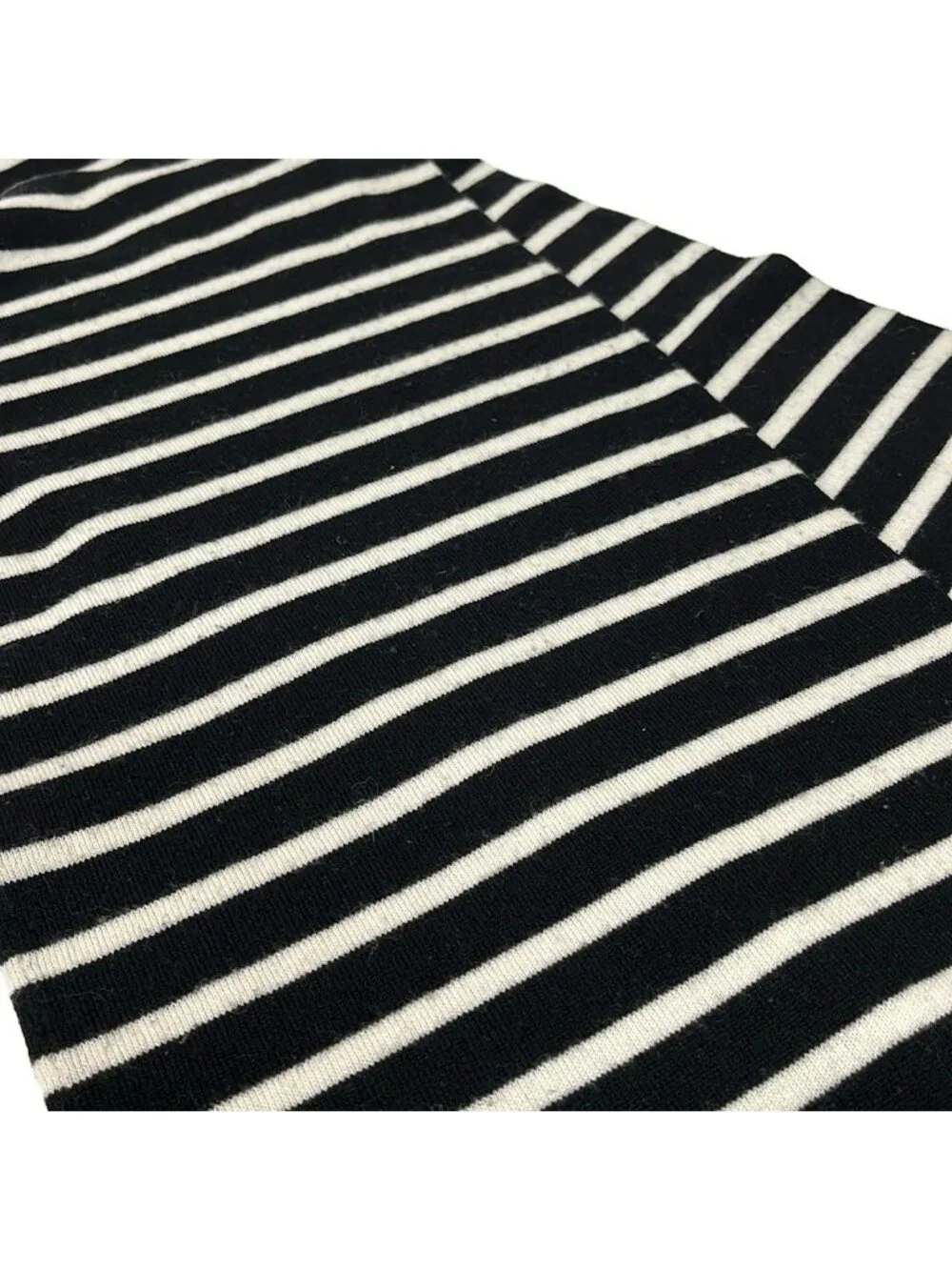 Chanel Shawl Black White Border Cashmere Scarf
